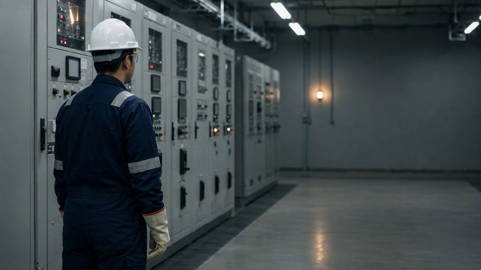 A protection relay panel undergoing secondary-injection testing